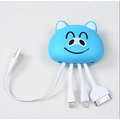 3 in 1 Multi-Function Cartoon Charging Cable w/ 1 USB Connector & 3 Mobile Phone Connectors